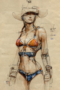 conduit_Technical_drawing_of_bikini_cowboy_girl_high_detailed_h_1701e542-7c40-4d71-b7e2-7eb4bc81ba12