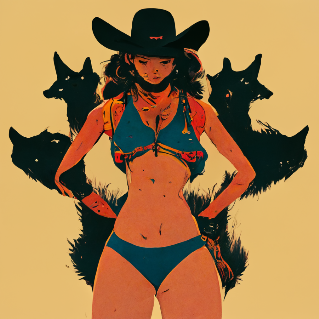 conduit_bikini_cowboy_cowgirl_surrounded_by_wolves_in_the_style_78aa9741-9ad7-4f52-8344-b45ff7188bac