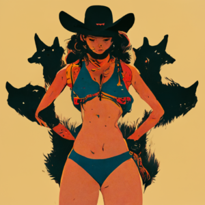 conduit_bikini_cowboy_cowgirl_surrounded_by_wolves_in_the_style_78aa9741-9ad7-4f52-8344-b45ff7188bac