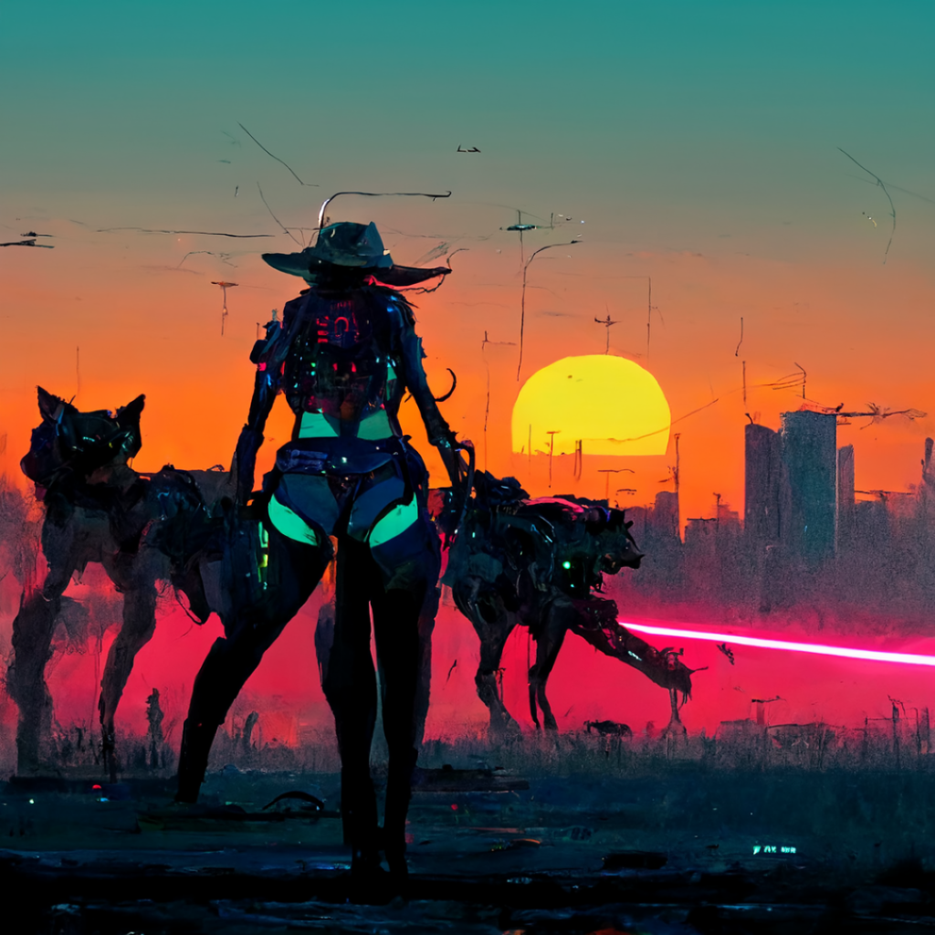 conduit_bikini_cowboy_girl_pack_of_wolves_fighting_battle_robot_f4967d1f-5679-4213-8282-4503aece60ae