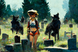 conduit_bikini_cowboy_girl_travels_past_an_old_cemetery_surroun_f4004963-4751-49bb-b198-4f693e74d5be