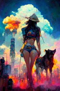 conduit_epic_battle_asian_bikini_cowboy_girl_surrounded_by_wolv_f3eee5da-1498-4ecc-ac7e-8c5d3908a69f