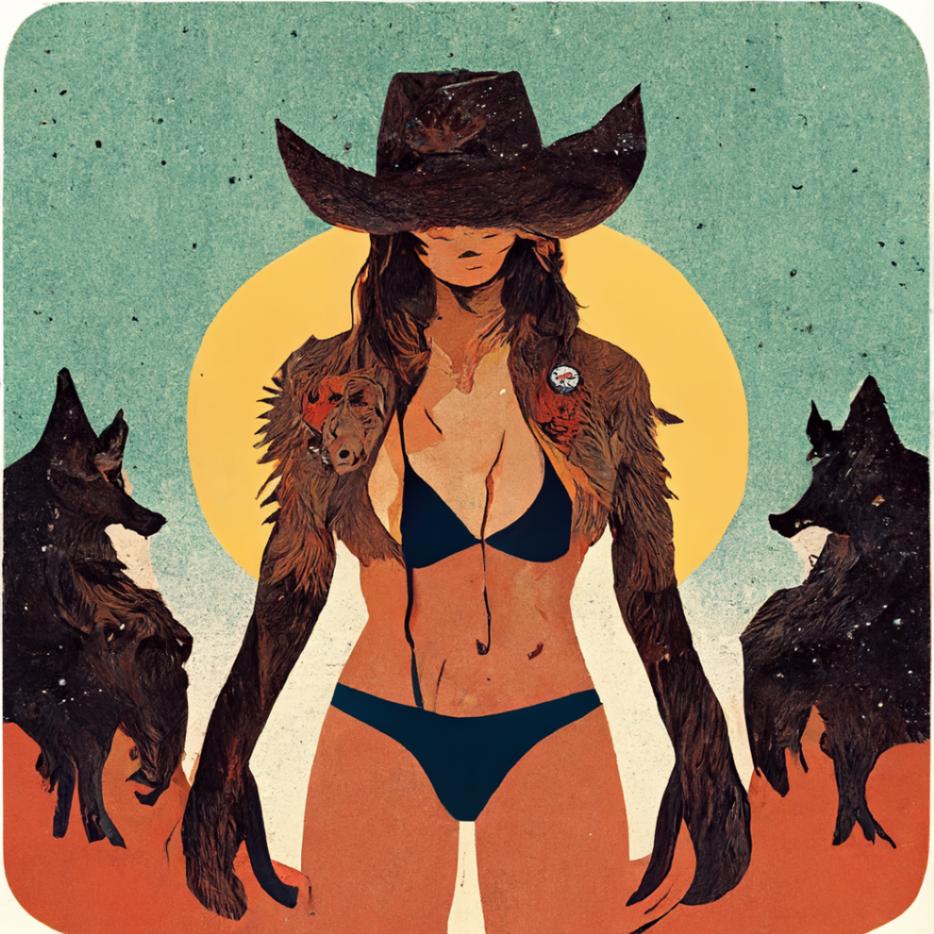 conduit_sticker_design_bikini_cowboy_girl_surrounded_by_wolves_a5bec9b1-0b0e-4b98-ae9d-c1d90966b772