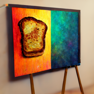 conduit_photo_of_robot_artist_paintingg_toast_on_easel_realisti_134fc4e2-23a6-40ec-8d99-4bea883443fe