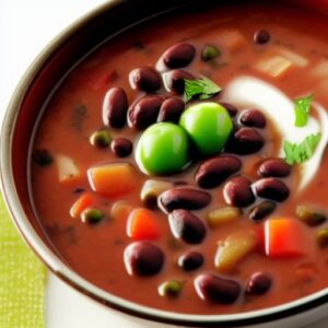a_photograph_of_black_bean_soup_with_green_olives__food_network_Seed-3019590_Steps-25_Guidance-7.5